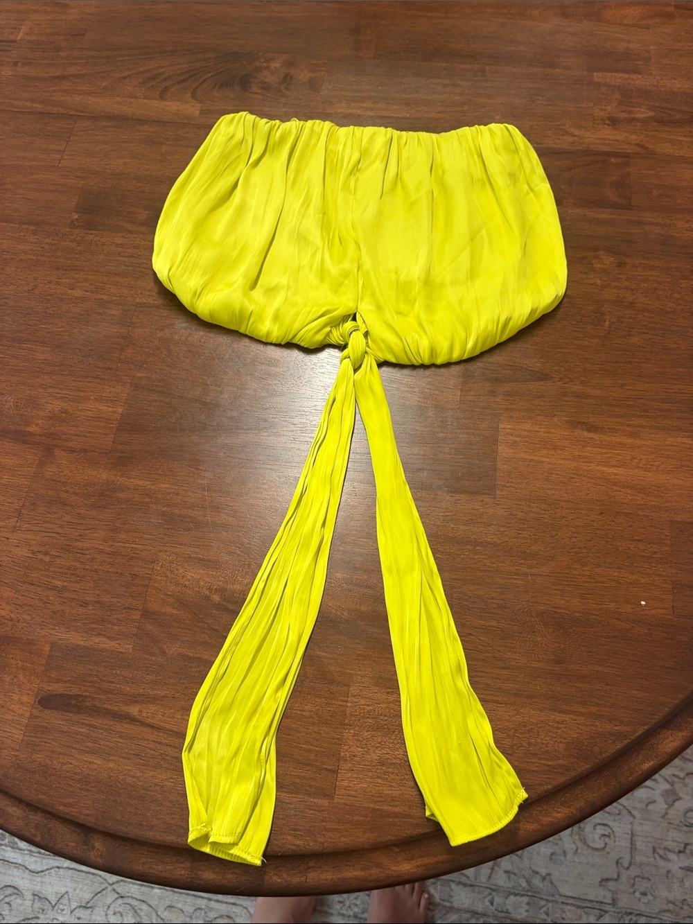 DO+BE Neon Yellow Strap Tie Front Crop Top
